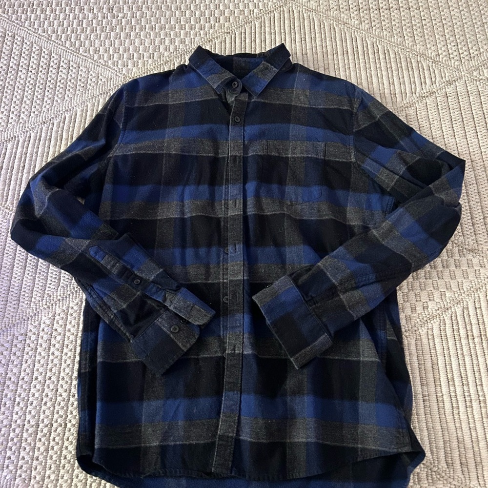 Marc Anthony Navy and Charcoal Plaid Shirt